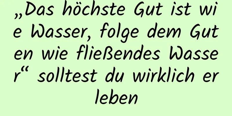 „Das höchste Gut ist wie Wasser, folge dem Guten wie fließendes Wasser“ solltest du wirklich erleben