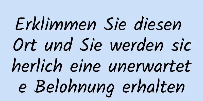 Erklimmen Sie diesen Ort und Sie werden sicherlich eine unerwartete Belohnung erhalten