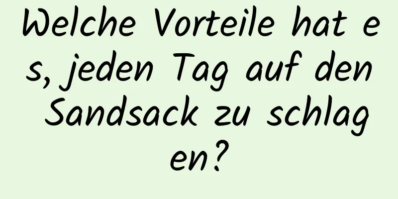 Welche Vorteile hat es, jeden Tag auf den Sandsack zu schlagen?