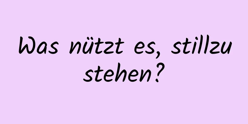 Was nützt es, stillzustehen?