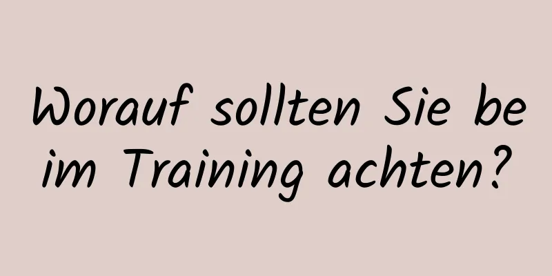 Worauf sollten Sie beim Training achten?