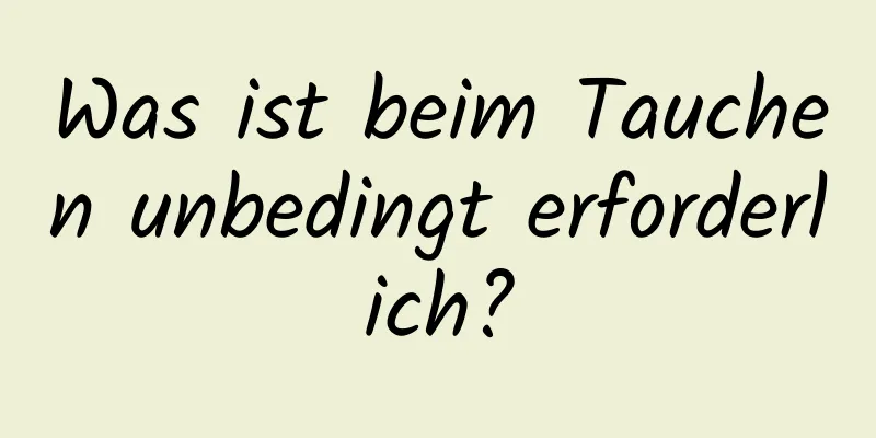 Was ist beim Tauchen unbedingt erforderlich?