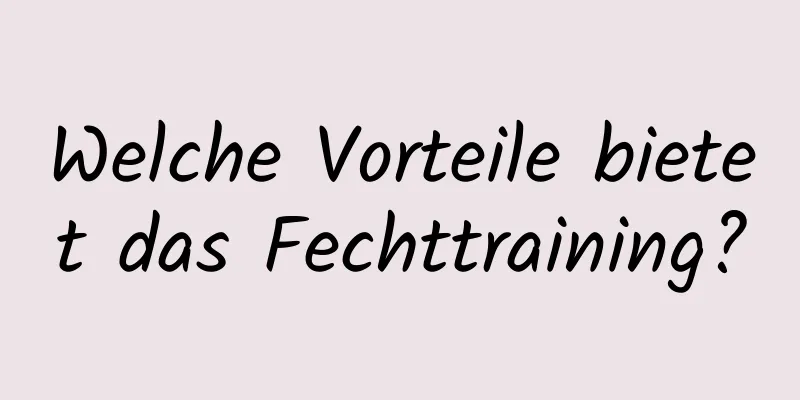 Welche Vorteile bietet das Fechttraining?