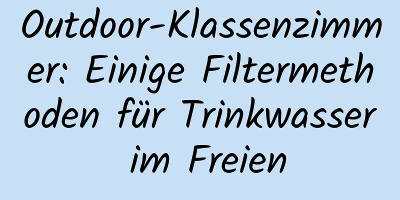 Outdoor-Klassenzimmer: Einige Filtermethoden für Trinkwasser im Freien